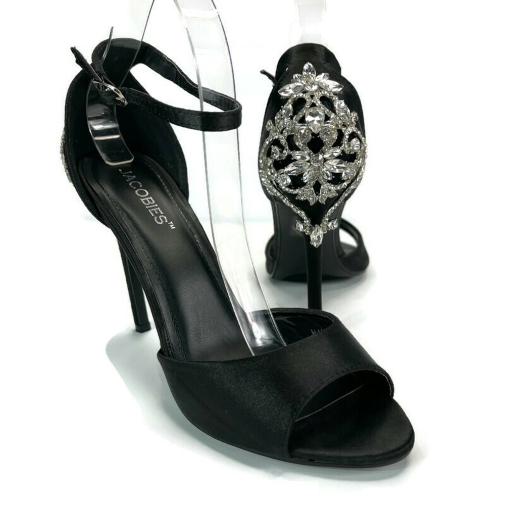 Jacobies Satin Fabric Peep Toe Stiletto Heels